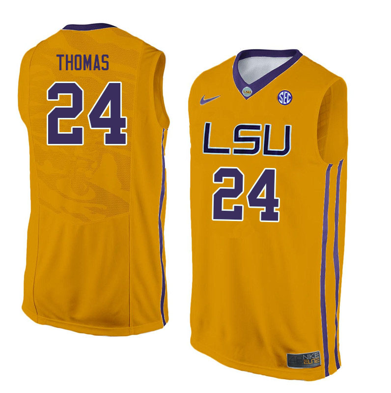 Men #24 Cameron Thomas LSU Tigers College Basketball Jerseys Sale-Yellow